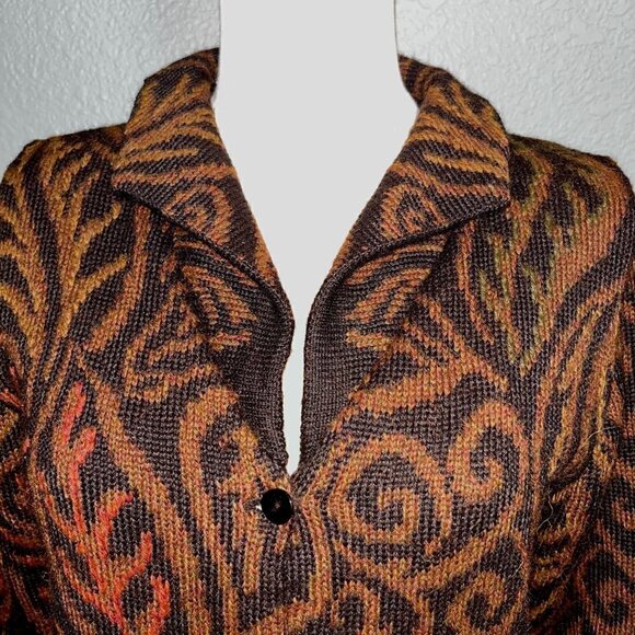 PERUVIAN CONNECTION 100% Alpaca Cardigan Jacket - Fall Colors - EUC - Size XS - Picture 2 of 9